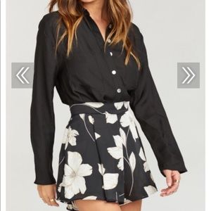 SHOW ME YOUR MUMU Murphy top in black silky satin